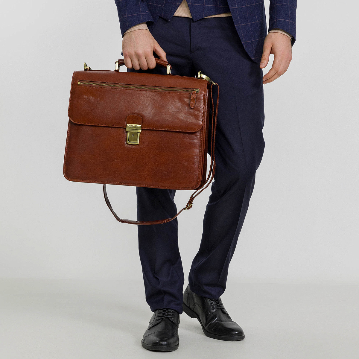 Портфель Dr.Koffer из натуральной кожи светло-коричневый