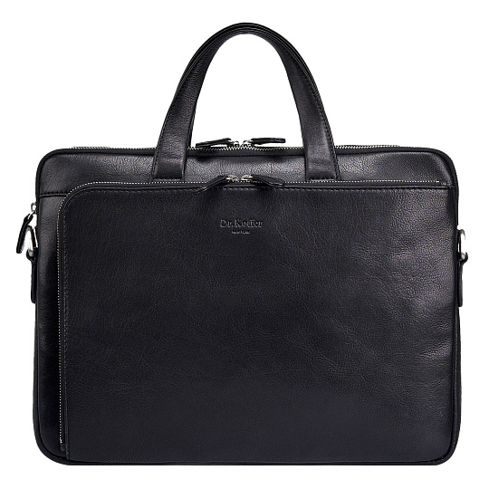 Деловая сумка Dr.Koffer из натуральной кожи черная