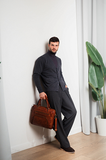 Деловая сумка Dr.Koffer из натуральной кожи коричневая