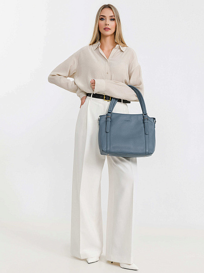 Женская сумка Dr.Koffer из натуральной кожи голубая