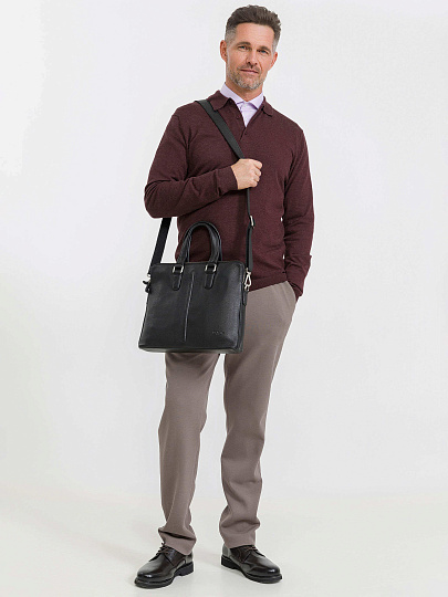 Деловая сумка Dr.Koffer из натуральной кожи черная