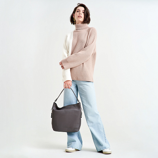 Женская сумка Dr. Koffer из натуральной кожи серая