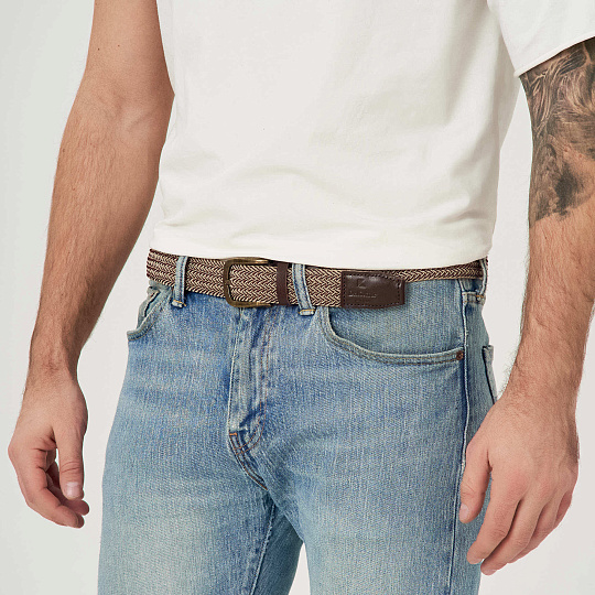 Ремень Dr.Koffer из натуральной кожи и текстиля зеленый