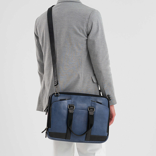 Деловая сумка Dr.Koffer из натуральной кожи синяя