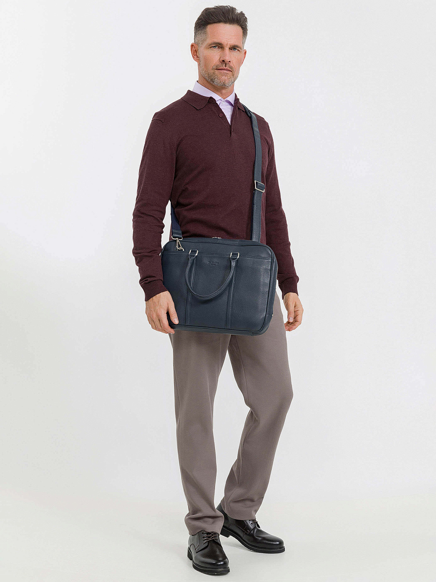 Деловая сумка Dr.Koffer из натуральной кожи синяя