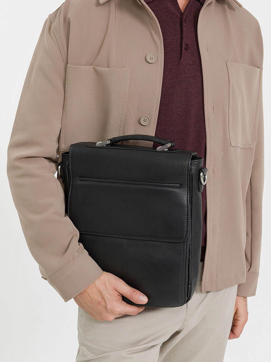 Деловая сумка Dr.Koffer из натуральной кожи черная