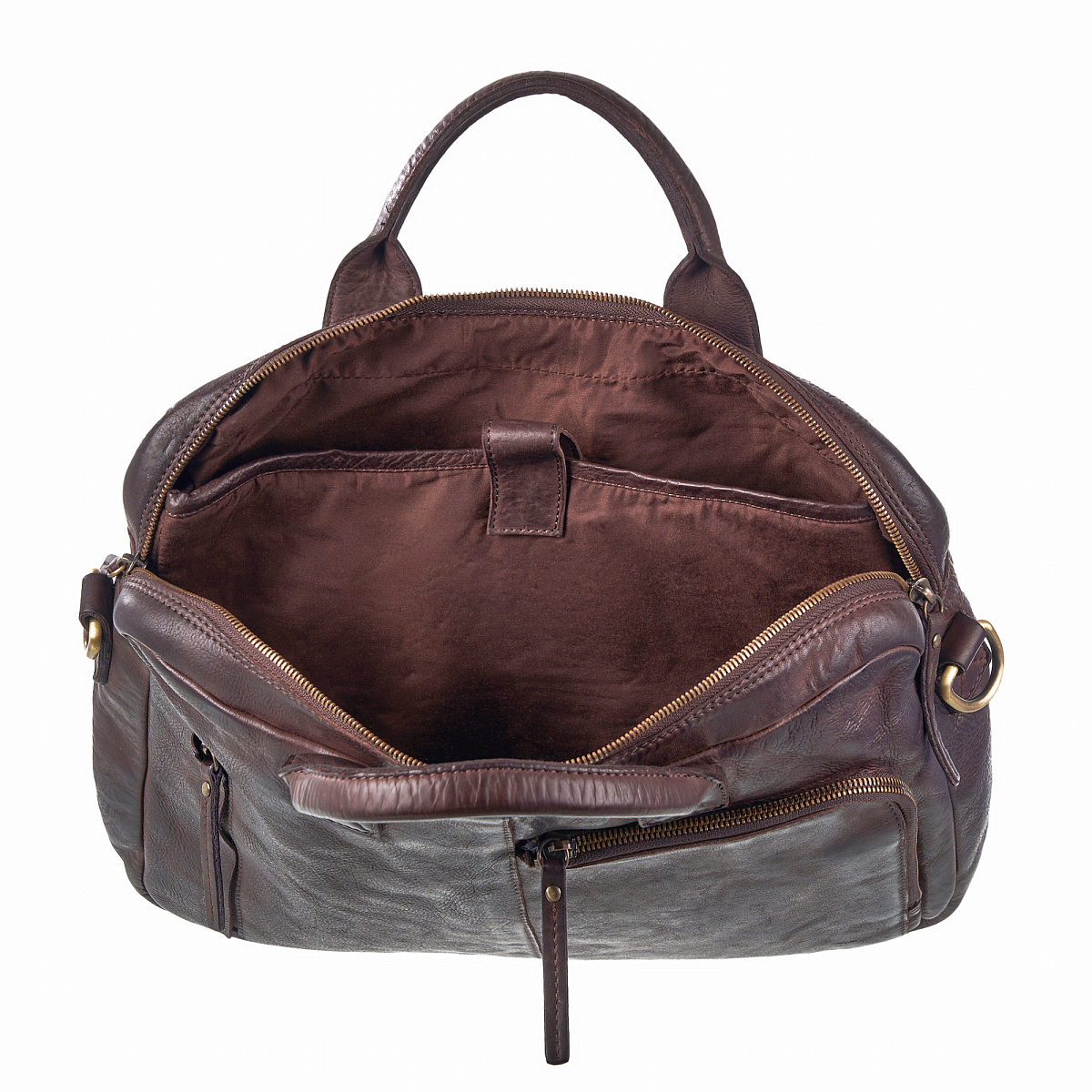 Деловая сумка Dr.Koffer из натуральной кожи темно-коричневая