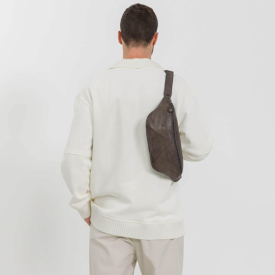 Сумка на пояс Dr. Koffer из натуральной кожи серая