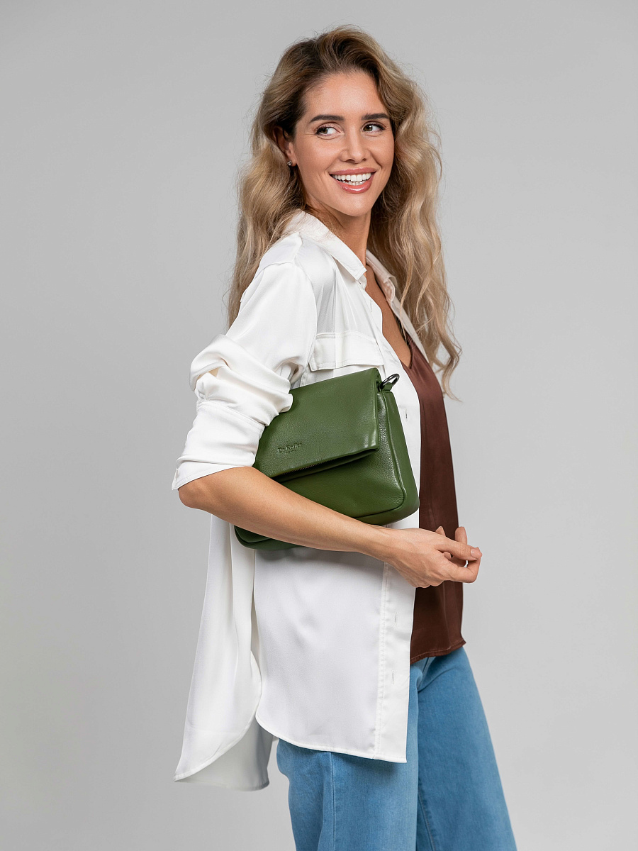 Женская сумка Dr.Koffer из натуральной кожи зеленая