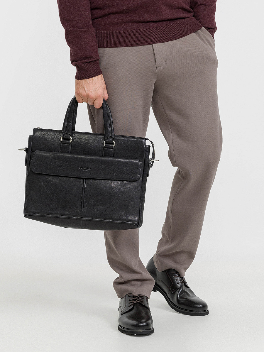 Деловая сумка Dr.Koffer из натуральной кожи черная