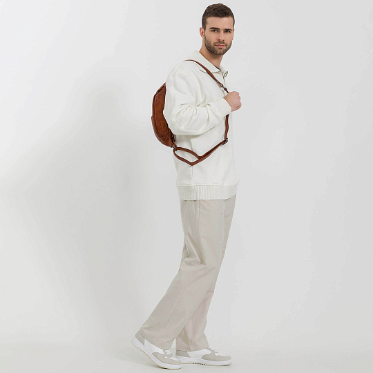 Сумка на пояс Dr. Koffer из натуральной кожи коричневая