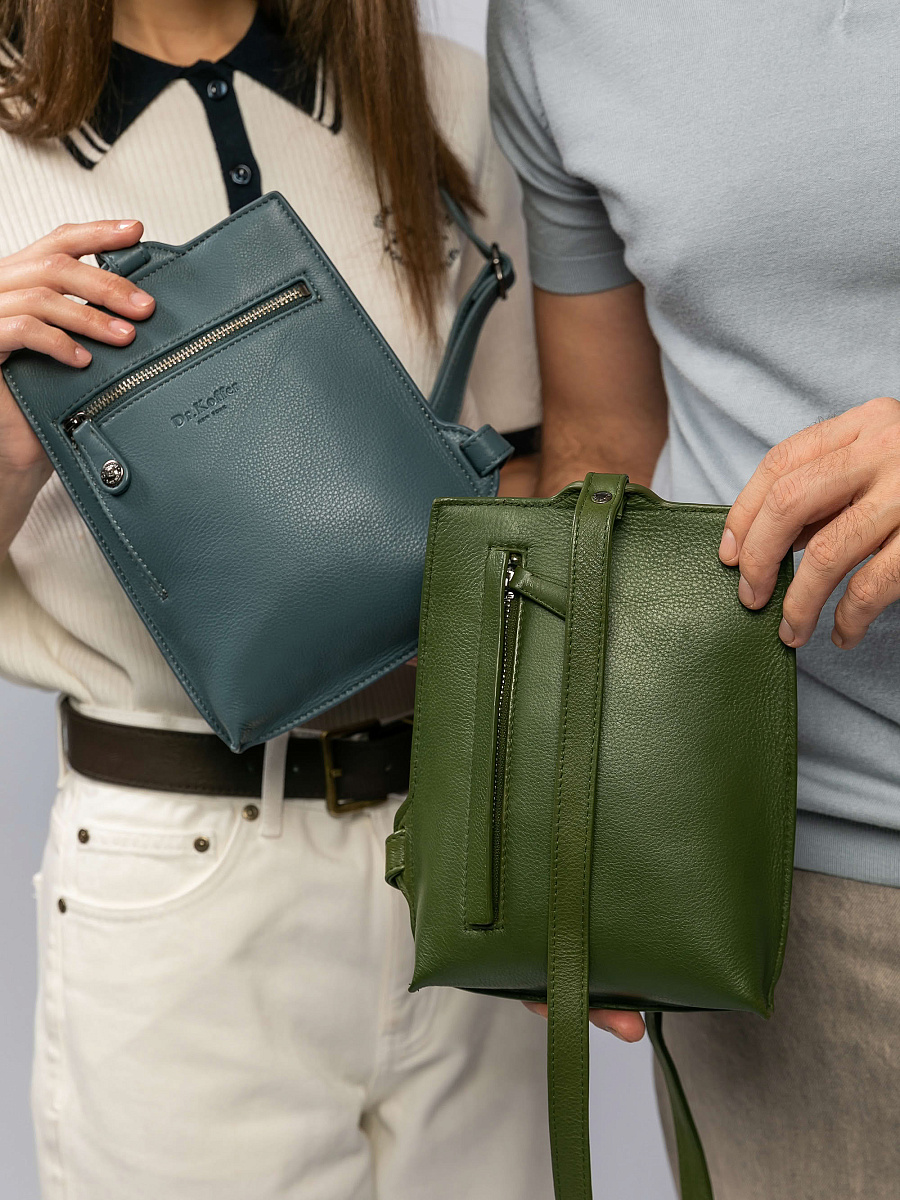 Сумка через плечо Dr.Koffer из натуральной кожи зеленая