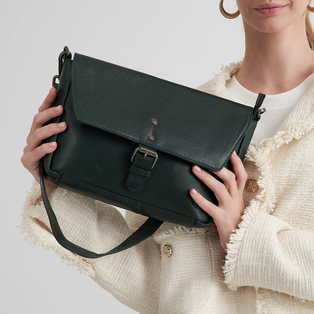 Женская сумка Dr.Koffer из натуральной кожи зеленая