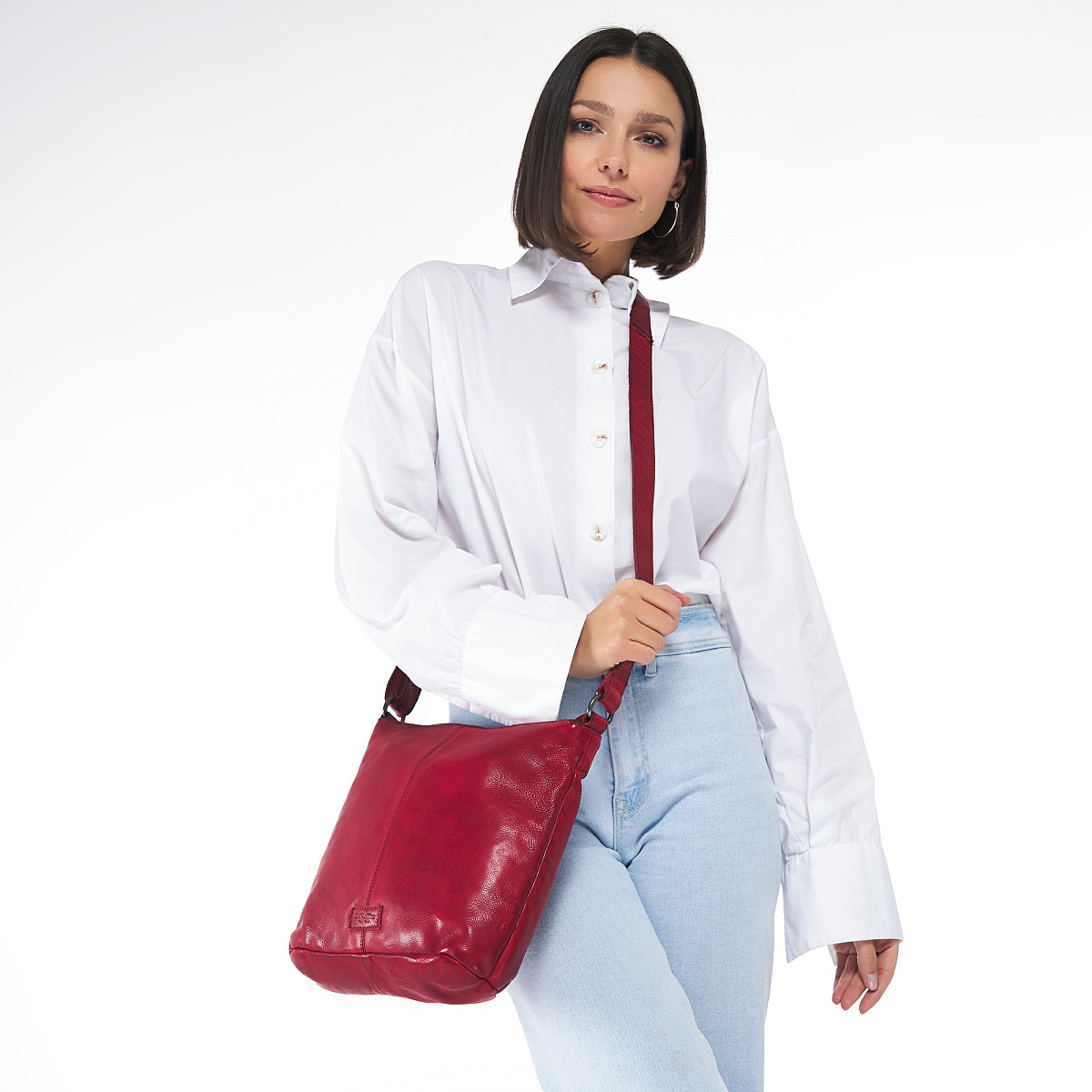 Сумка через плечо Dr.Koffer из натуральной кожи красная