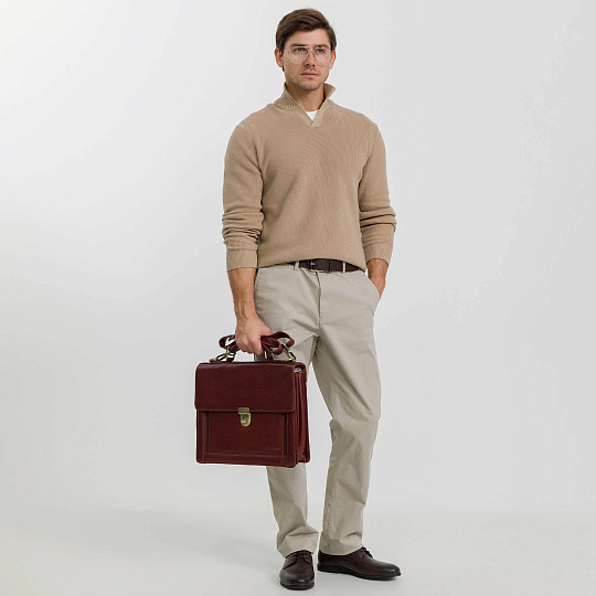 Портфель Dr.Koffer из натуральной кожи светло-коричневый