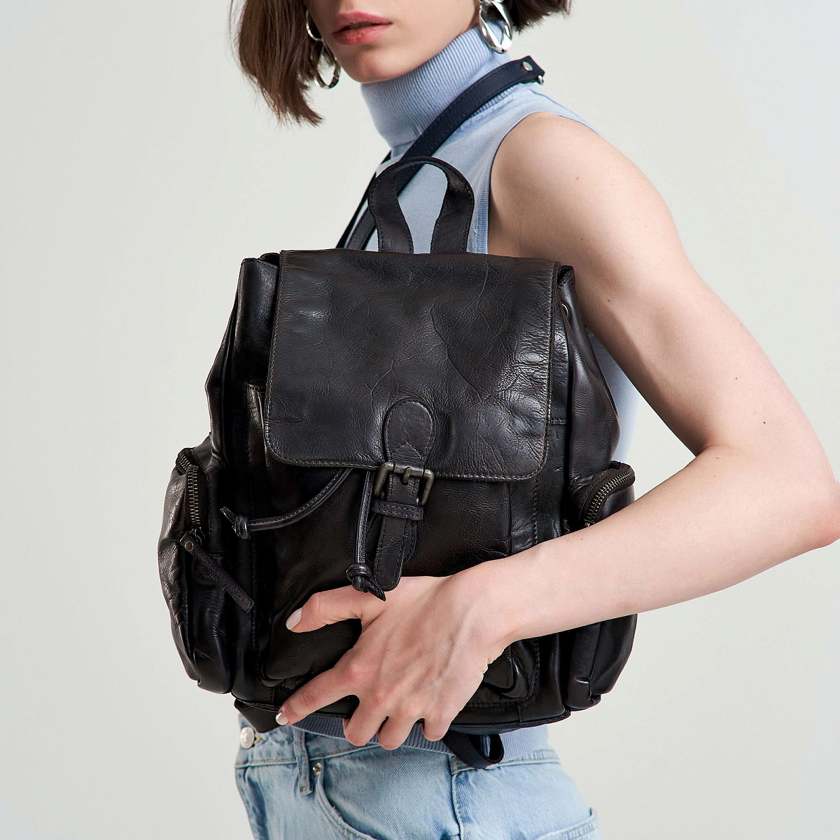 Рюкзак Dr.Koffer из натуральной кожи черный