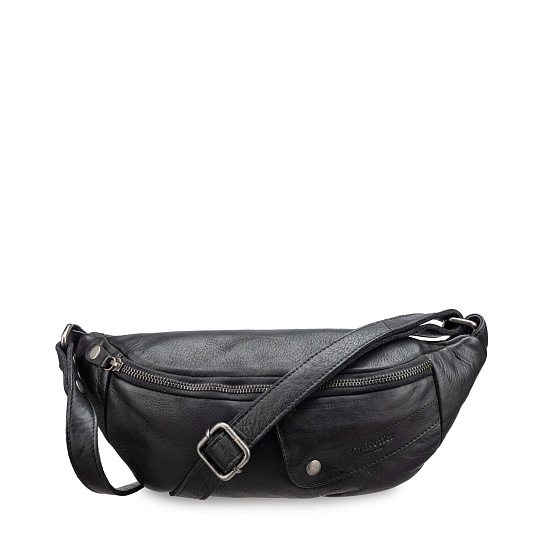 Сумка на пояс Dr. Koffer из натуральной кожи черная