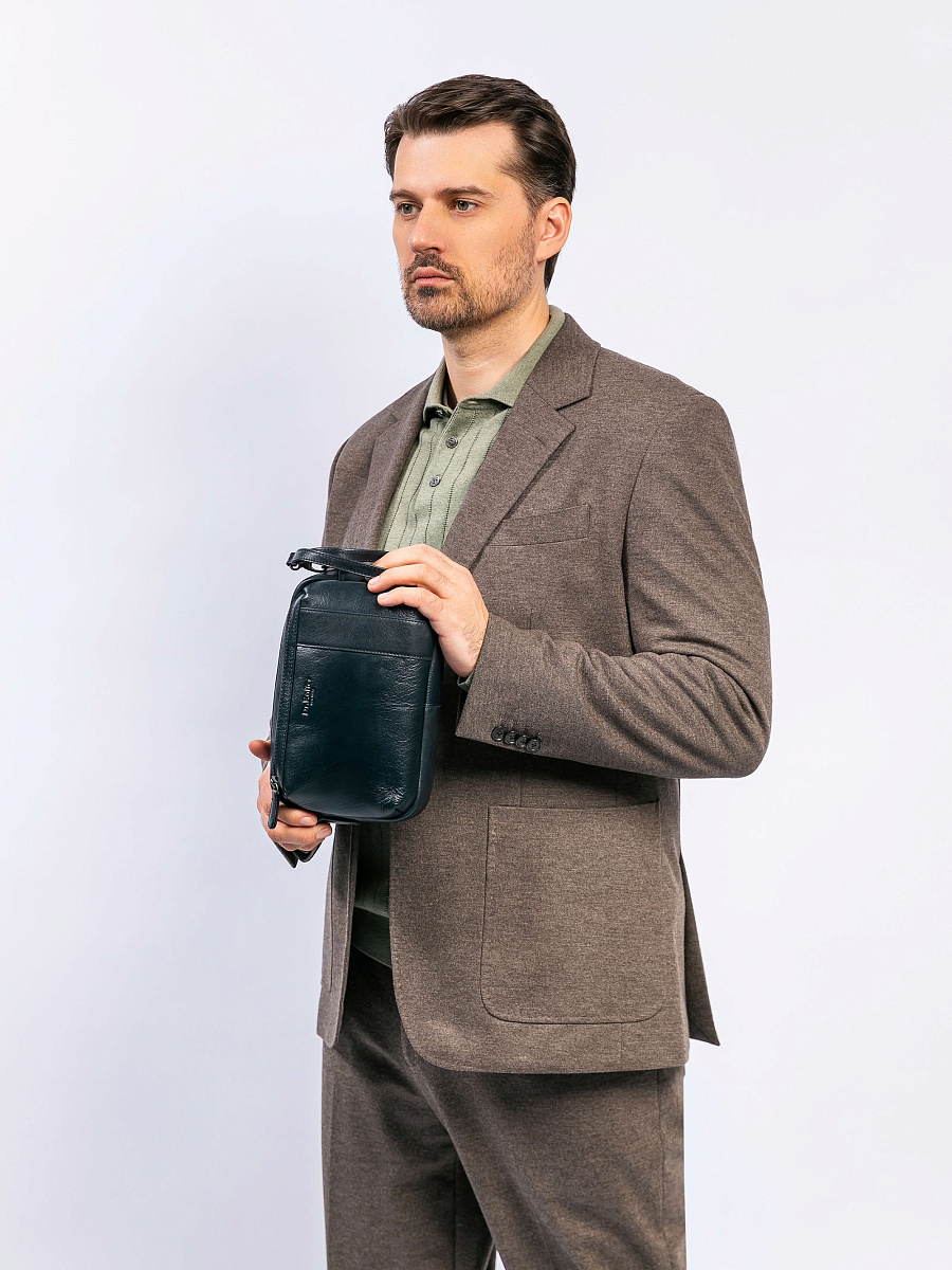 Сумка-визитка Dr. Koffer из натуральной кожи синяя