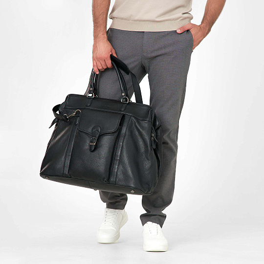 Сумка дорожная Dr.Koffer из натуральной кожи черная