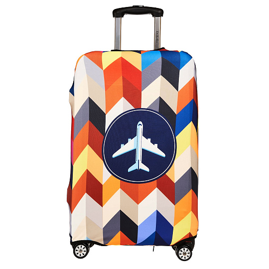 Чехол для чемодана M Dr.Koffer multi с рисунком"TRAVEL"