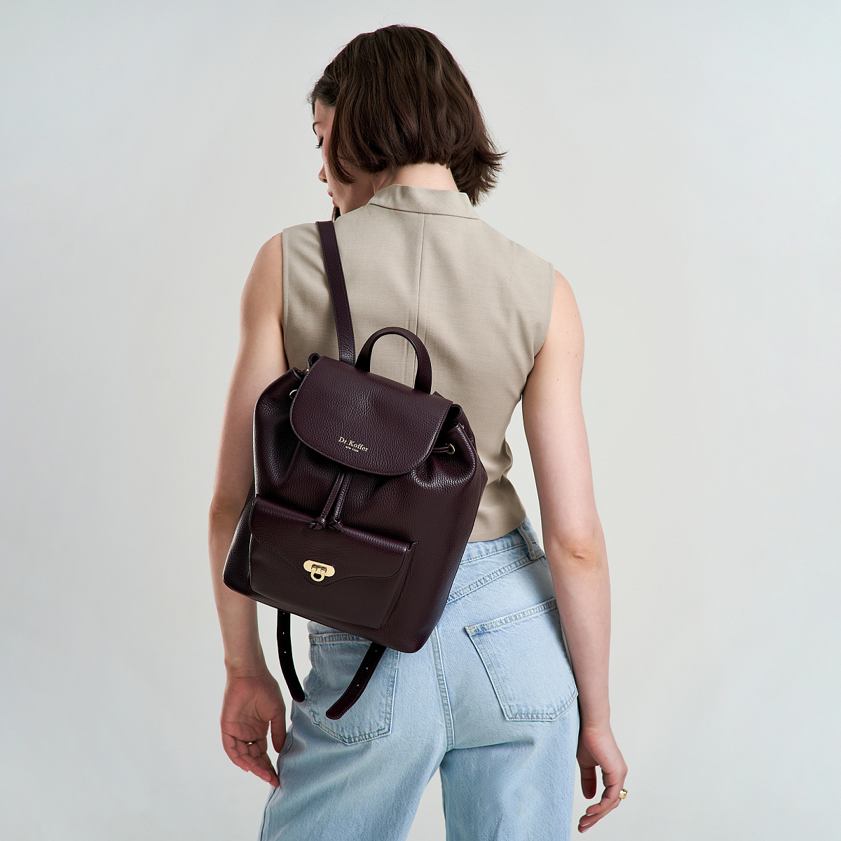 Рюкзак Dr. Koffer из натуральной кожи фиолетовый