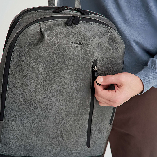 Рюкзак Dr.Koffer из натуральной кожи серый