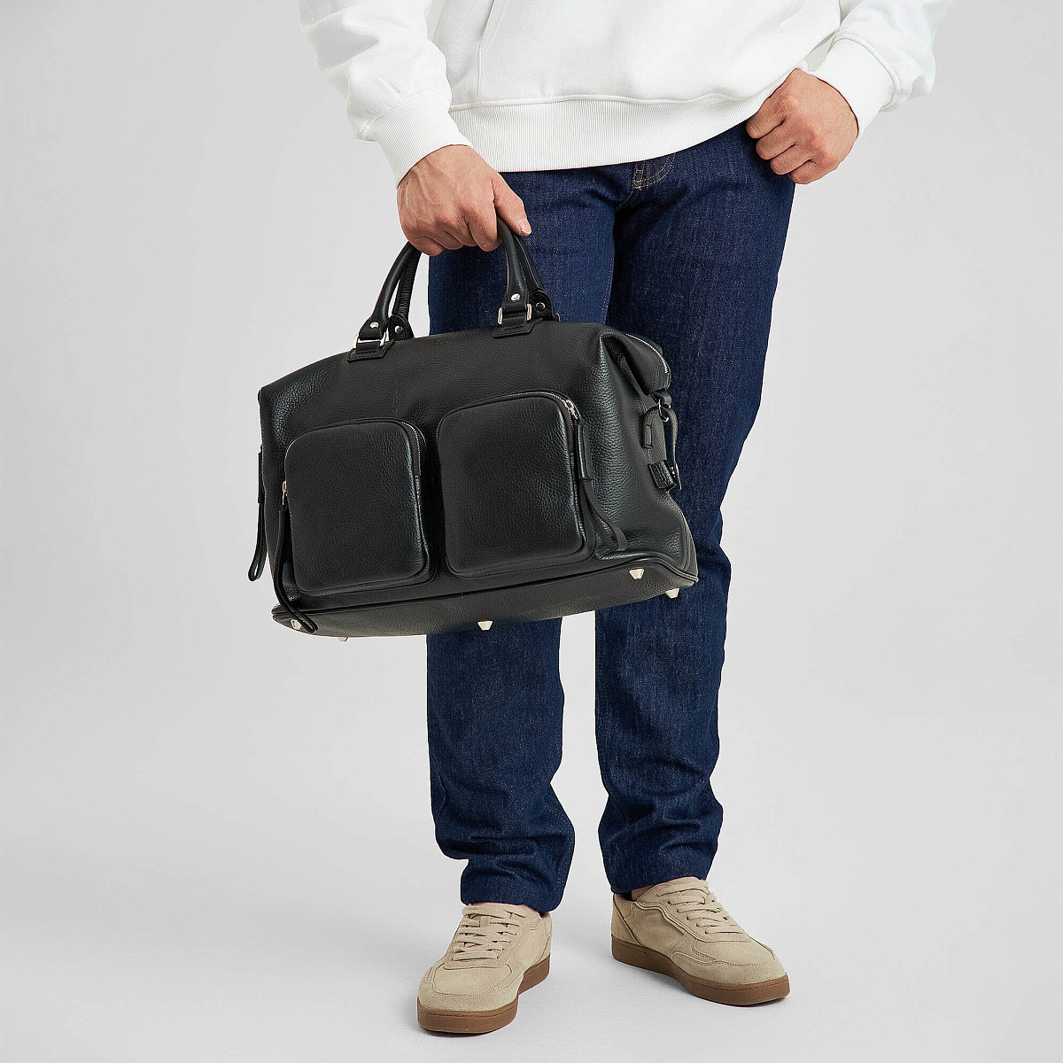 Сумка дорожная Dr.Koffer из натуральной кожи черная