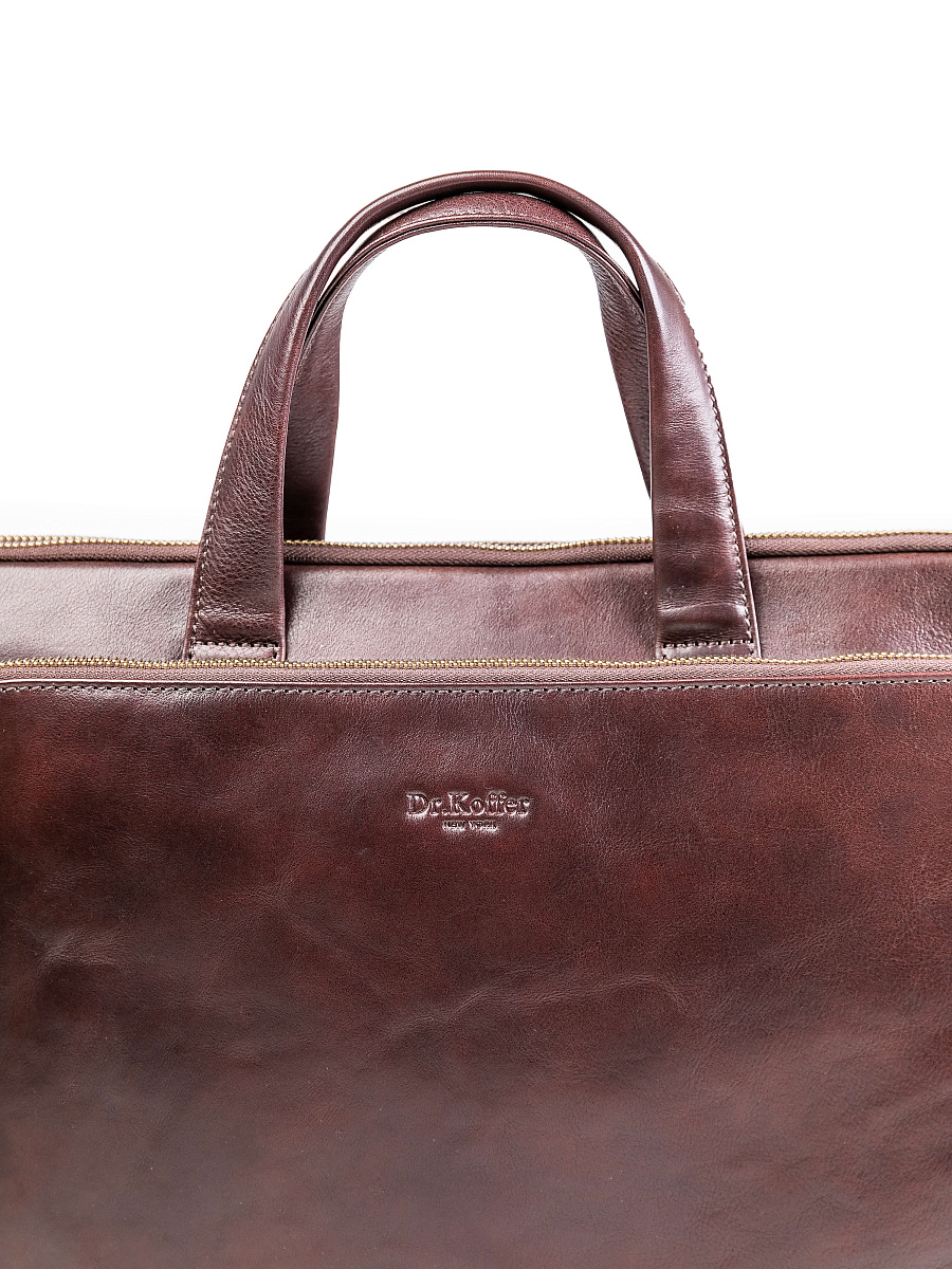 Деловая сумка Dr.Koffer из натуральной кожи темно-коричневая