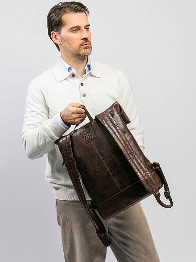 Рюкзак Dr.Koffer из натуральной кожи темно-коричневый