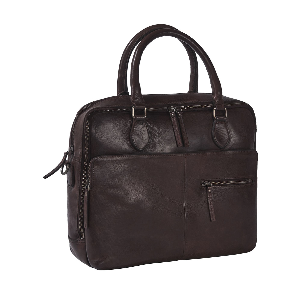 Деловая сумка Dr.Koffer из натуральной кожи темно-коричневая