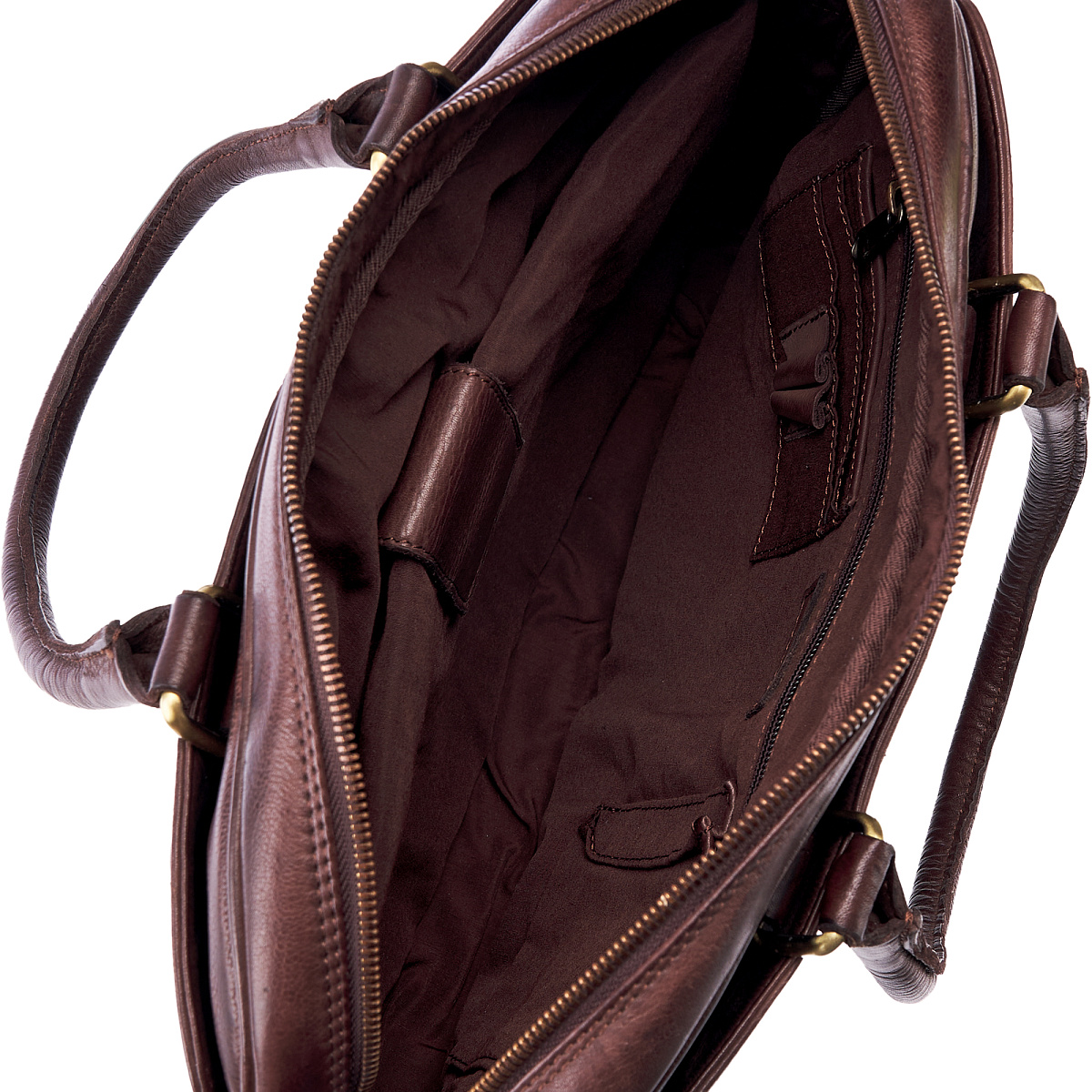 Деловая сумка Dr.Koffer из натуральной кожи темно-коричневая