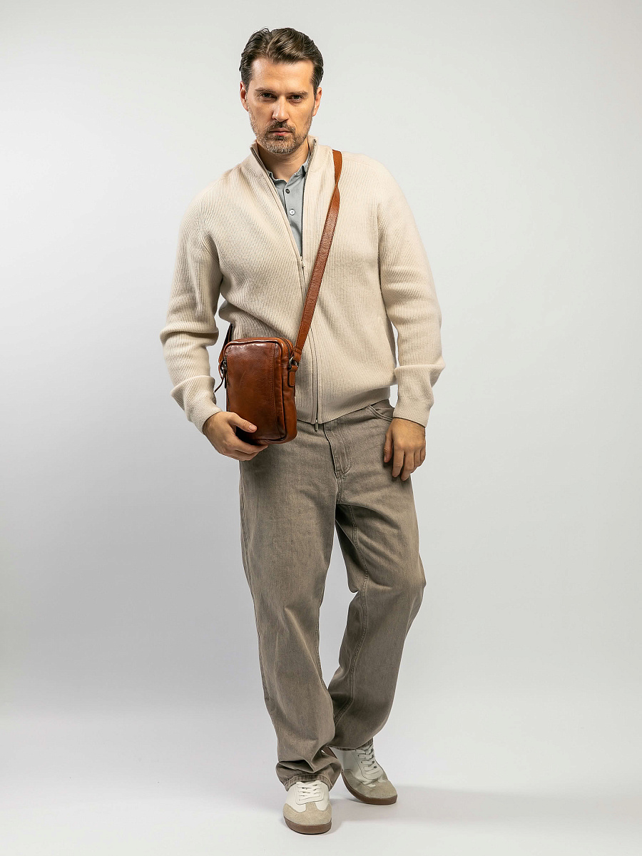 Сумка через плечо Dr.Koffer из натуральной кожи коричневая