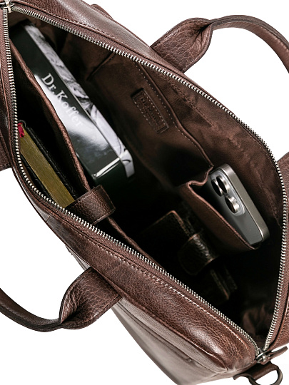 Деловая сумка Dr.Koffer из натуральной кожи темно-коричневая