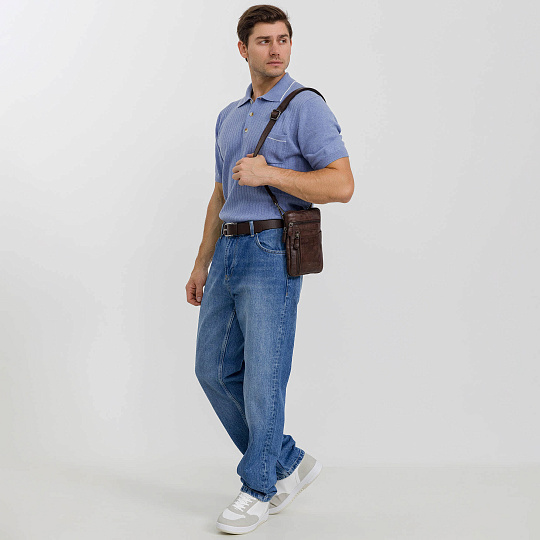 Сумка через плечо Dr.Koffer из натуральной кожи коричневая