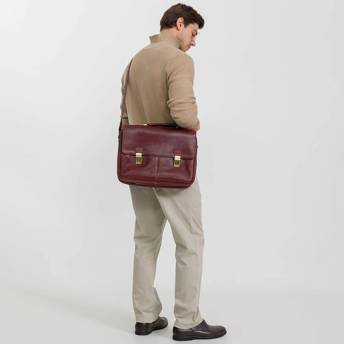 Портфель Dr.Koffer из натуральной кожи светло-коричневый