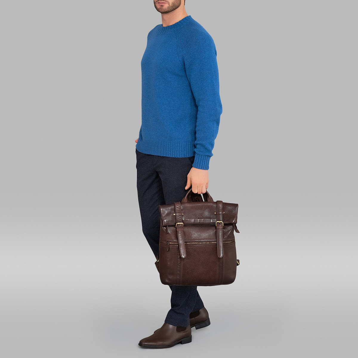 Рюкзак Dr.Koffer из натуральной кожи темно-коричневый