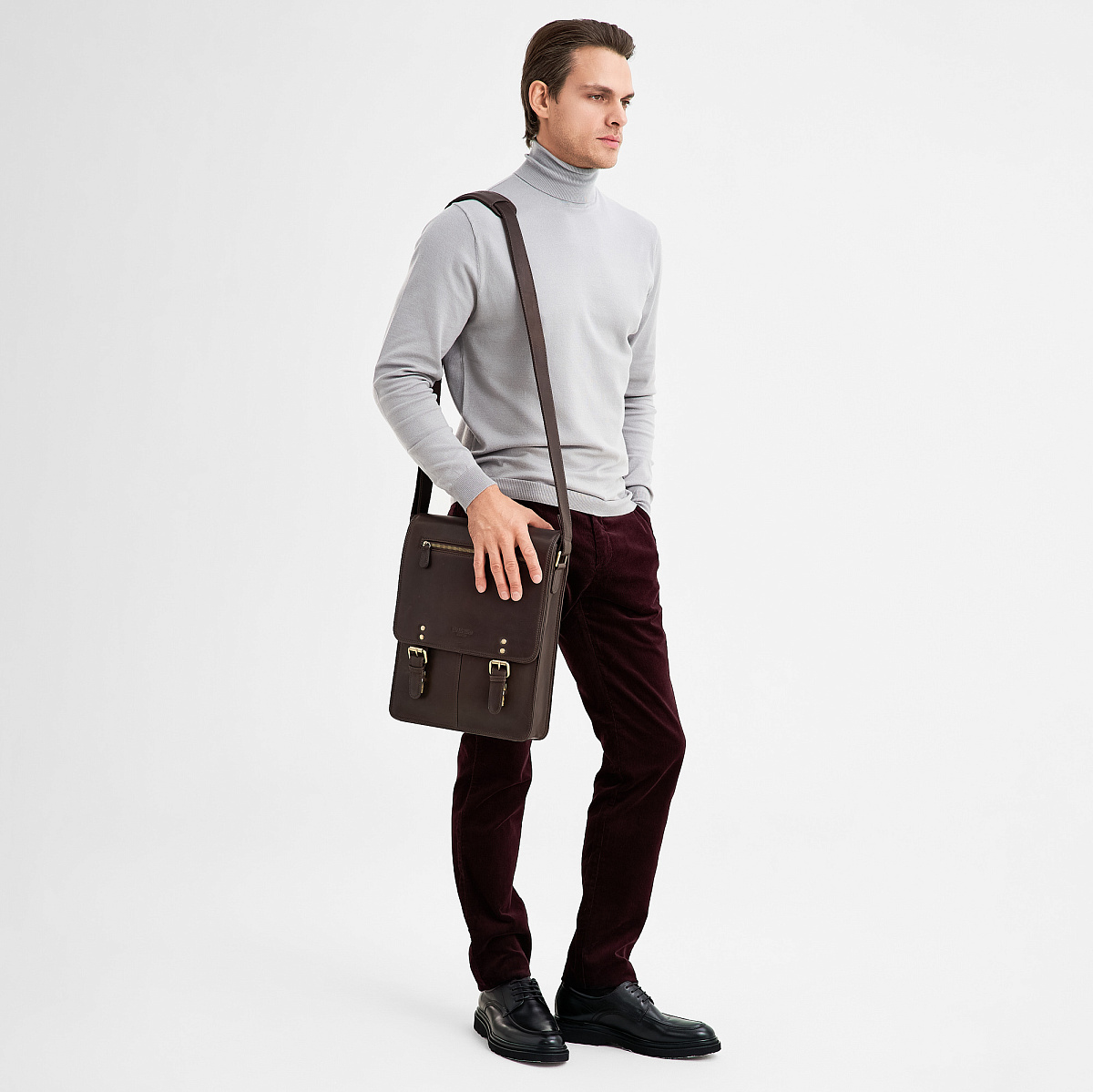 Сумка через плечо Dr.Koffer из натуральной кожи коричневая