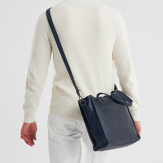 Деловая сумка Dr.Koffer из натуральной кожи синяя