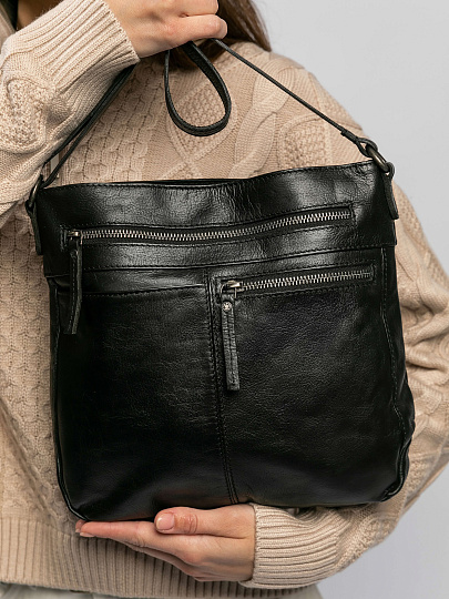 Сумка через плечо Dr.Koffer из натуральной кожи черная