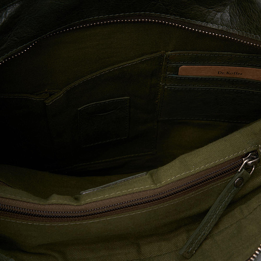 Деловая сумка Dr.Koffer из натуральной кожи зеленая
