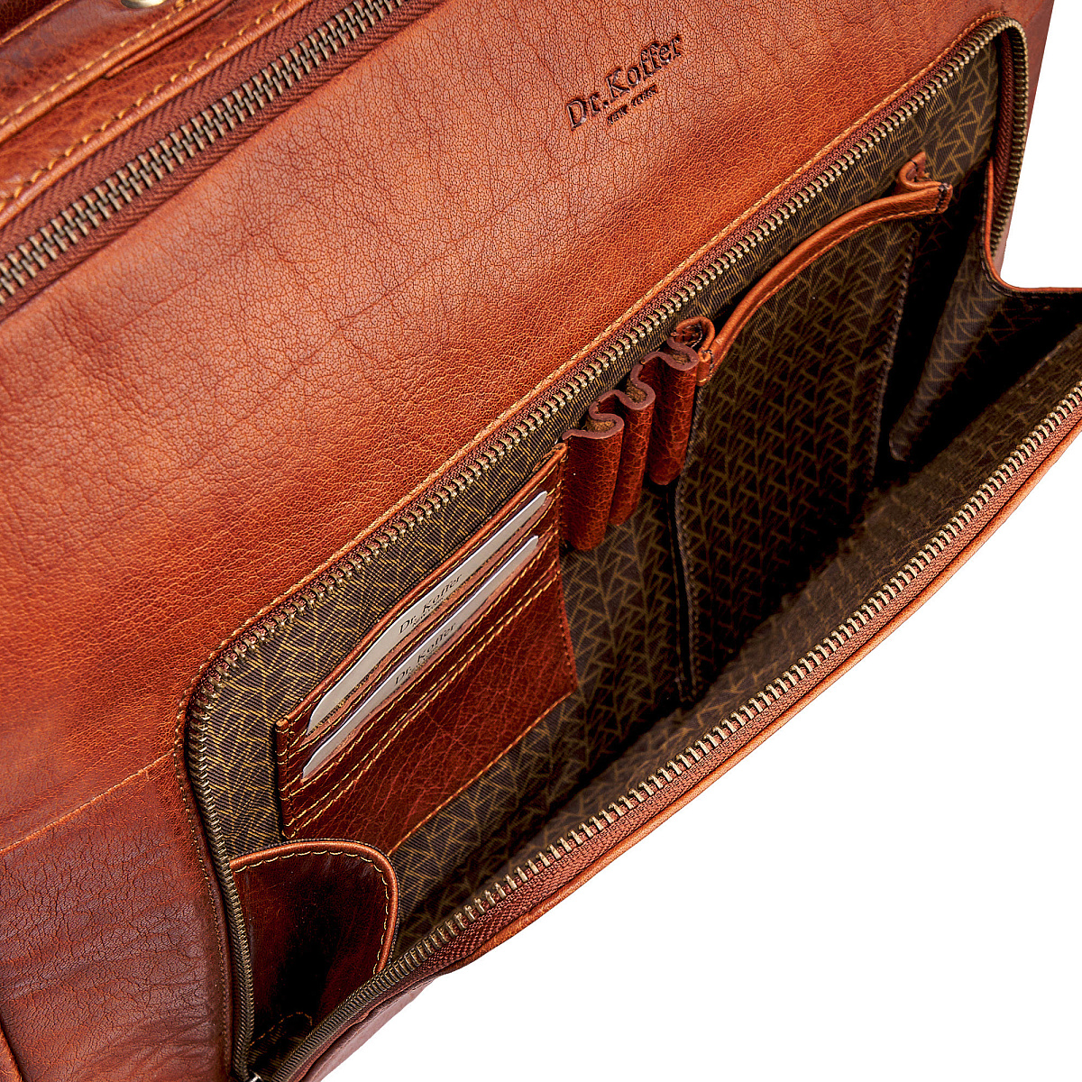Деловая сумка Dr.Koffer из натуральной кожи коричневая