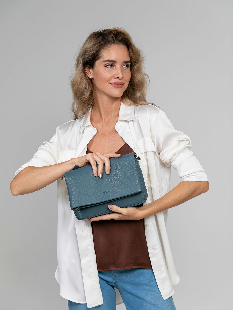 Женская сумка Dr.Koffer из натуральной кожи голубая