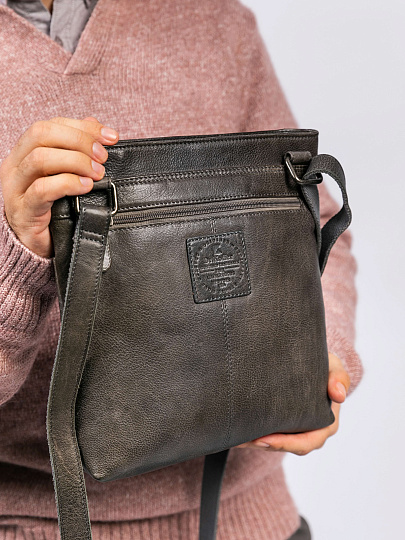 Сумка через плечо Dr. Koffer из натуральной кожи серая