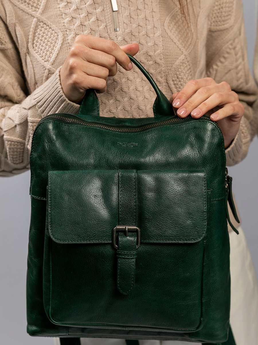 Рюкзак Dr.Koffer из натуральной кожи зеленый