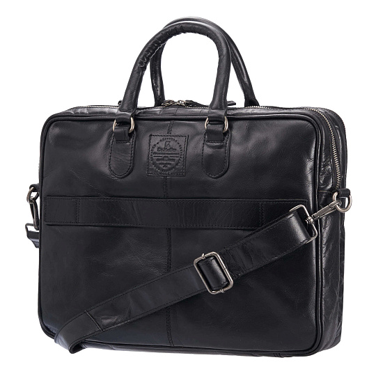 Деловая сумка Dr.Koffer из натуральной кожи черная