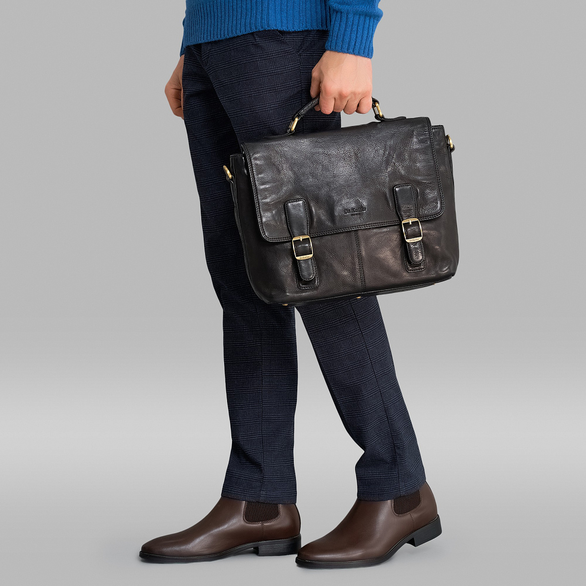 Портфель Dr.Koffer из натуральной кожи черный