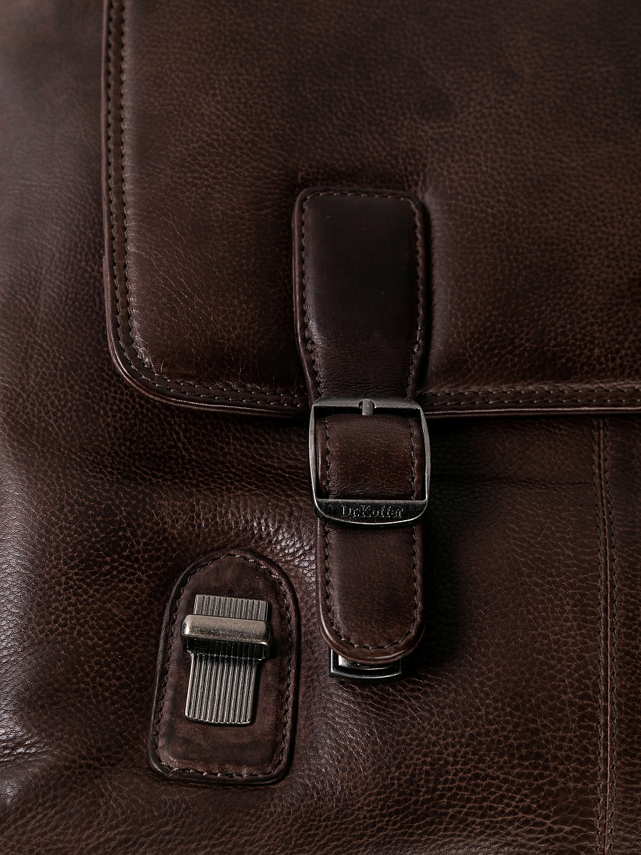 Портфель Dr.Koffer из натуральной кожи темно-коричневый