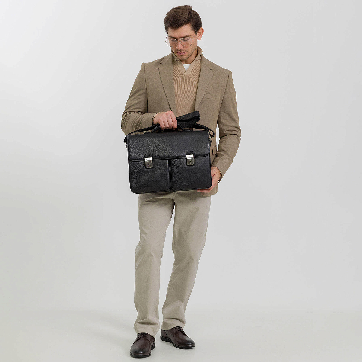 Портфель Dr.Koffer из натуральной кожи черный