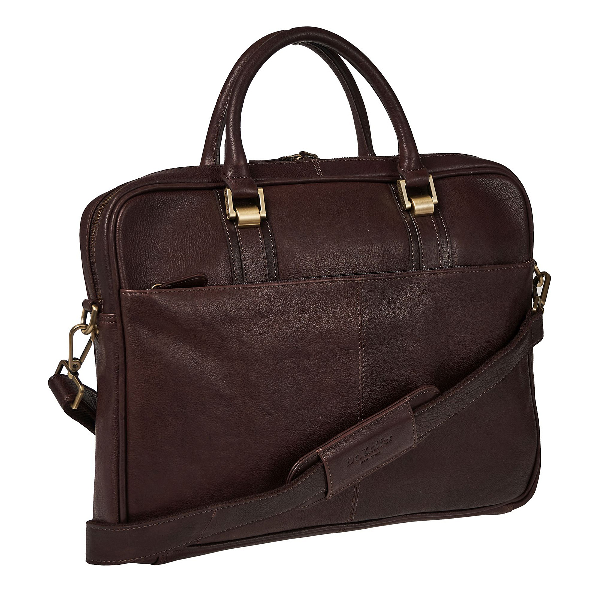 Деловая сумка Dr.Koffer из натуральной кожи темно-коричневая