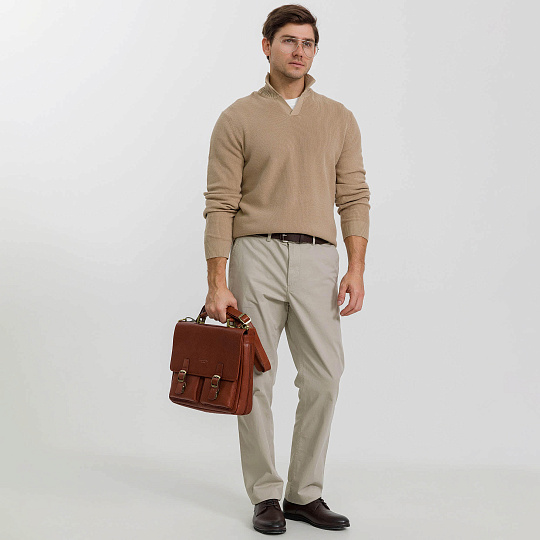 Портфель Dr.Koffer из натуральной кожи светло-коричневый